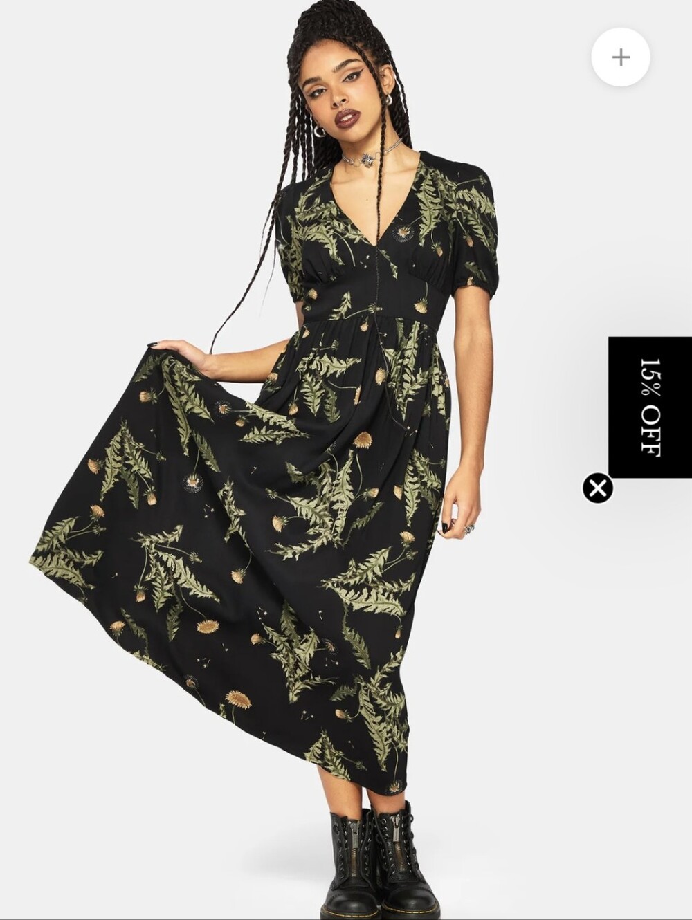 **ISO** Disturbia - Cimora Dandelion Print Puff Sleeve Maxi Dress